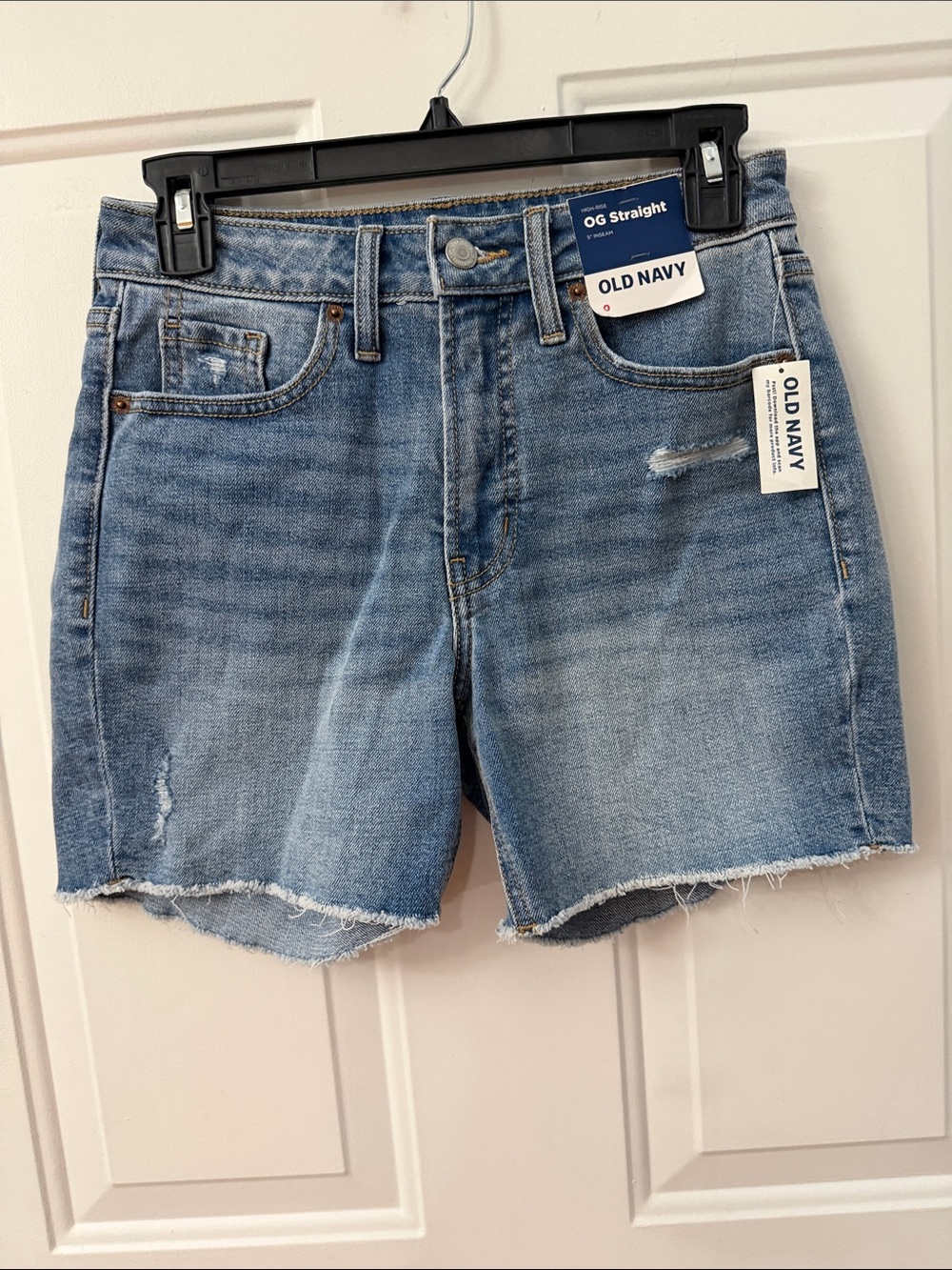 Old Navy Light Blue Distressed Straight Denim Shorts